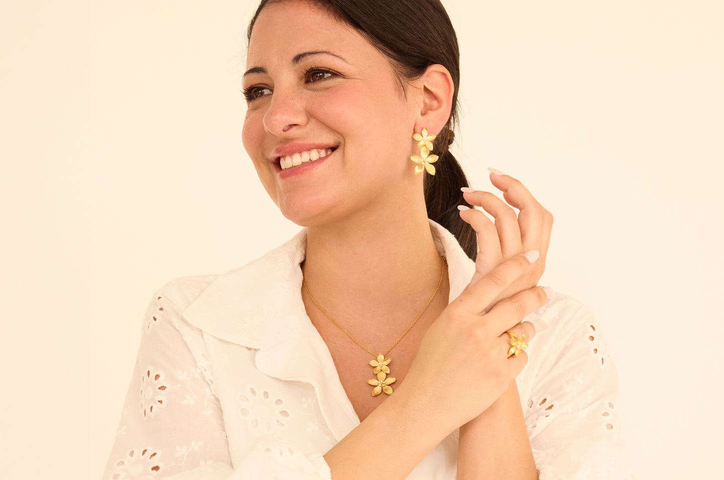 ANEL EUGÉNIO CAMPOS 'LILY' PRATA 925 DOURADO T.14 '110.B404.D.1.14'
