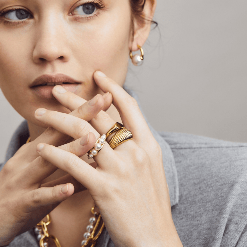 ANEL TI SENTO PRATA 925 DOURADO T.18 '12232PW/58'