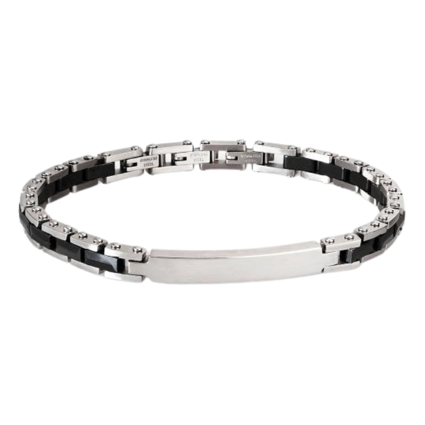 PULSEIRA 2JEWELS 'TYPE' AÇO PRATEADO E CERÂMICA '231309'