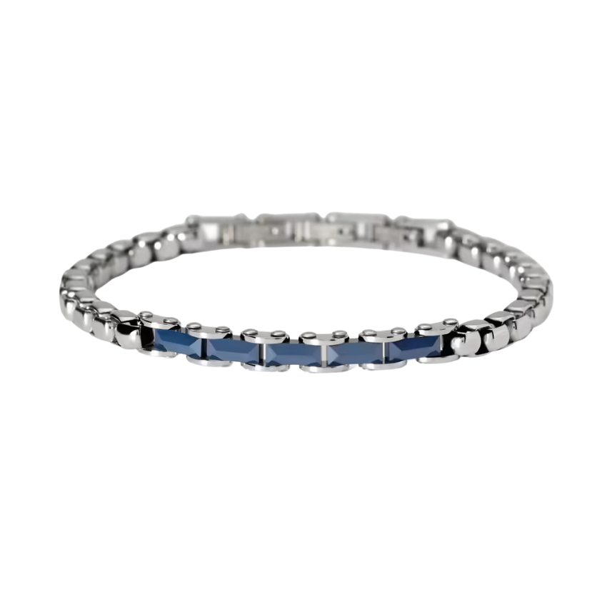 PULSEIRA 2JEWELS 'BLOCKCHAIN' AÇO PRATEADO E CERÂMICA '232596'