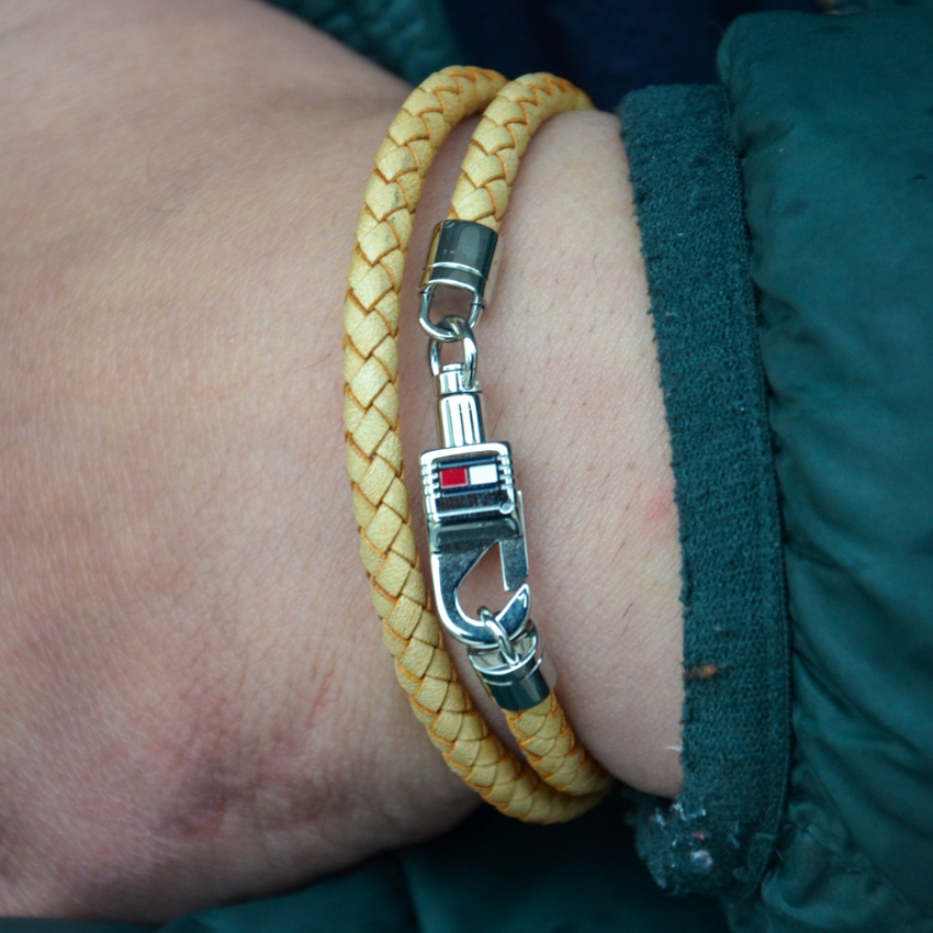 PULSEIRA TOMMY HILFIGER AÇO E PELE BEGE '2701065'