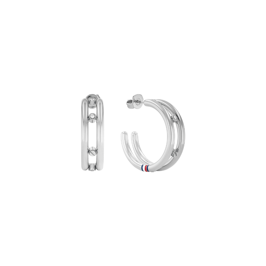 BRINCOS TOMMY HILFIGER HARDWARE AÇO PRATEADO '2780614'