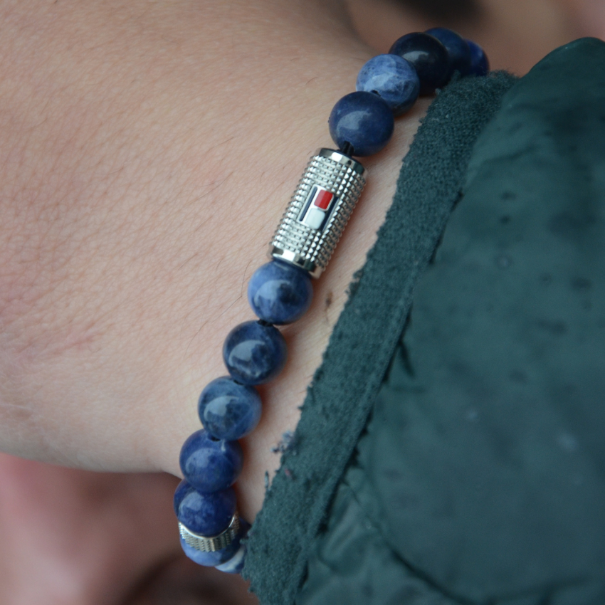 PULSEIRA TOMMY HILFIGER BEADED STONE AÇO E PEDRAS AZUIS '2790436'