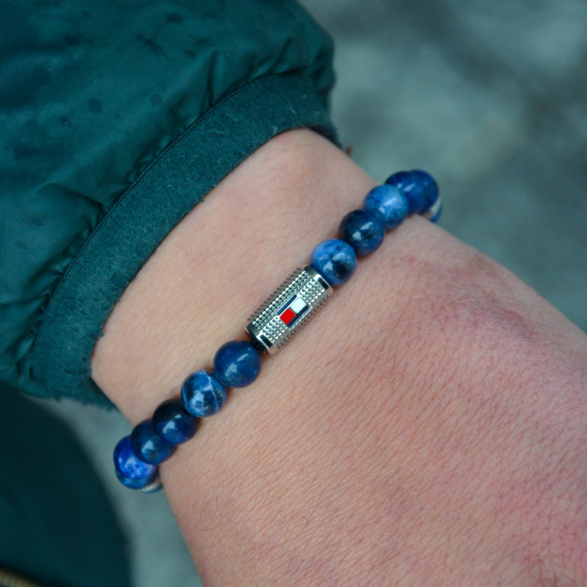 PULSEIRA TOMMY HILFIGER BEADED STONE AÇO E PEDRAS AZUIS '2790436'