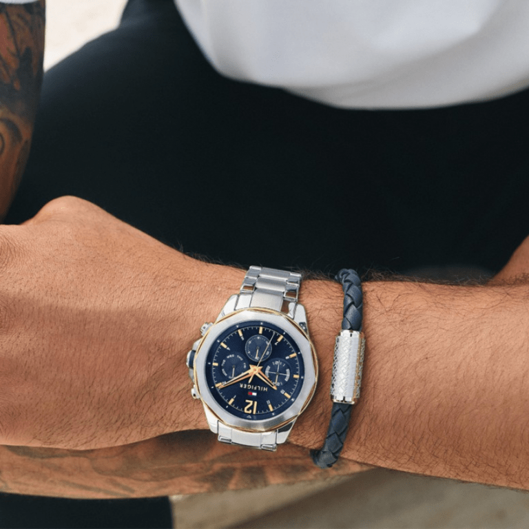 PULSEIRA TOMMY HILFIGER MAGNÉTICA AÇO E PELE AZUL '2790480'