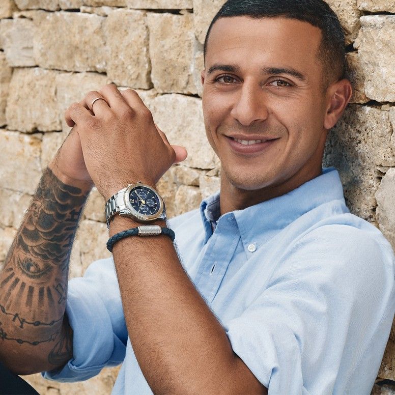 PULSEIRA TOMMY HILFIGER MAGNÉTICA AÇO E PELE AZUL '2790480'