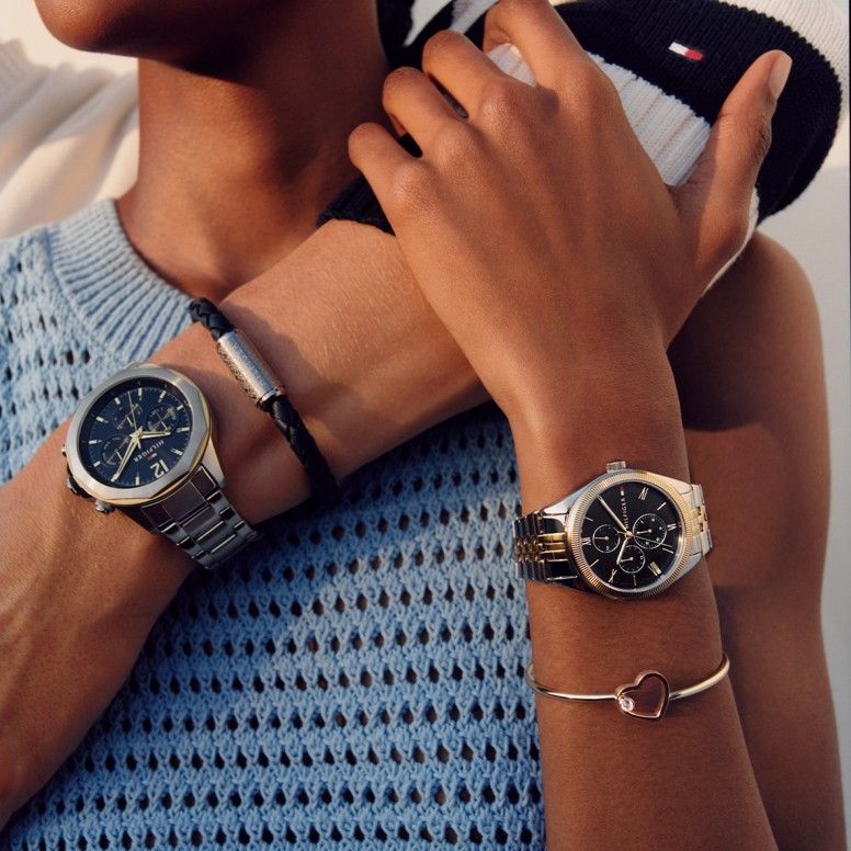 PULSEIRA TOMMY HILFIGER MAGNÉTICA AÇO E PELE AZUL '2790480'