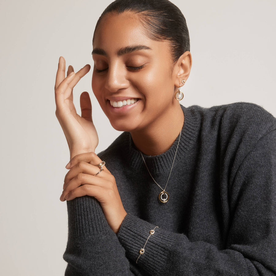 BRINCOS TI SENTO PRATA 925 BICOLOR '7978ZY'