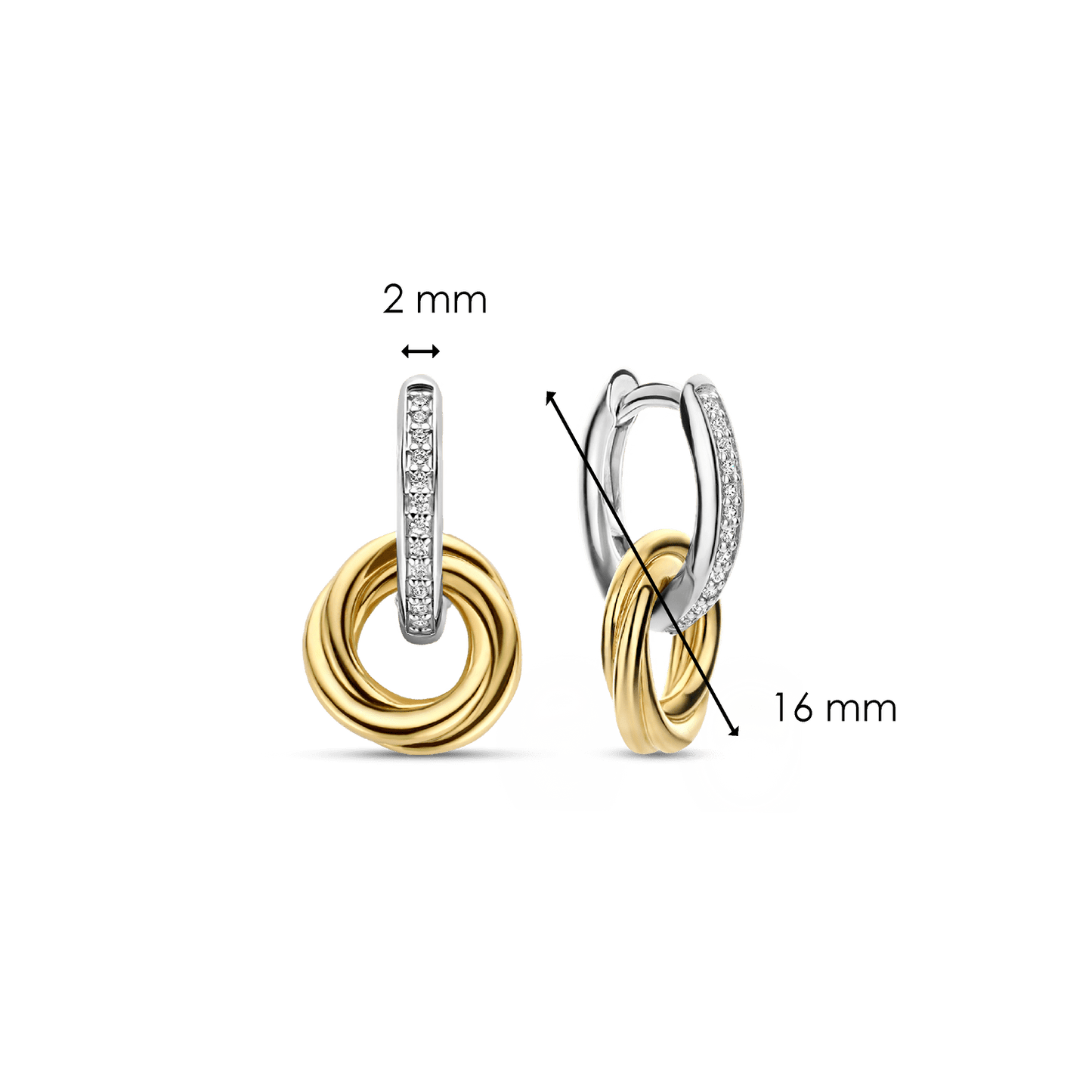 BRINCOS TI SENTO PRATA 925 BICOLOR '7857ZY'