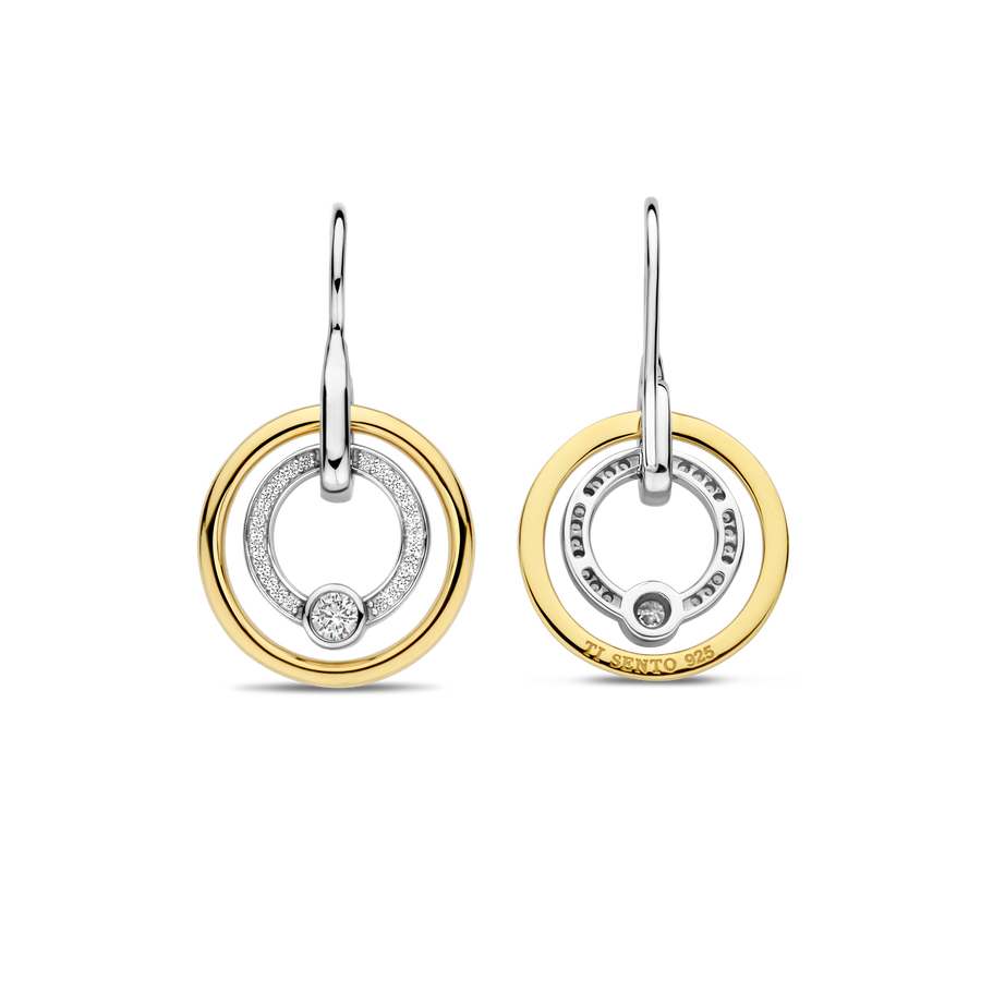 BRINCOS TI SENTO PRATA 925 BICOLOR '7978ZY'