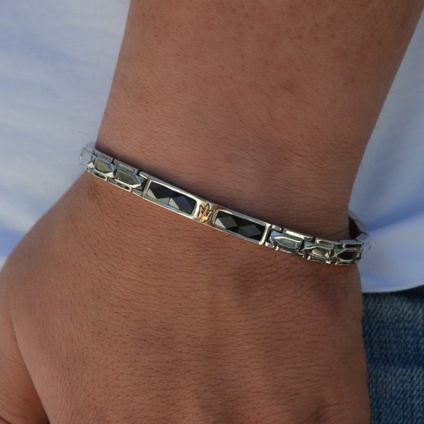 PULSEIRA MASERATI 'CERAMIC' AÇO PRATEADO 'JM224ATZ40'