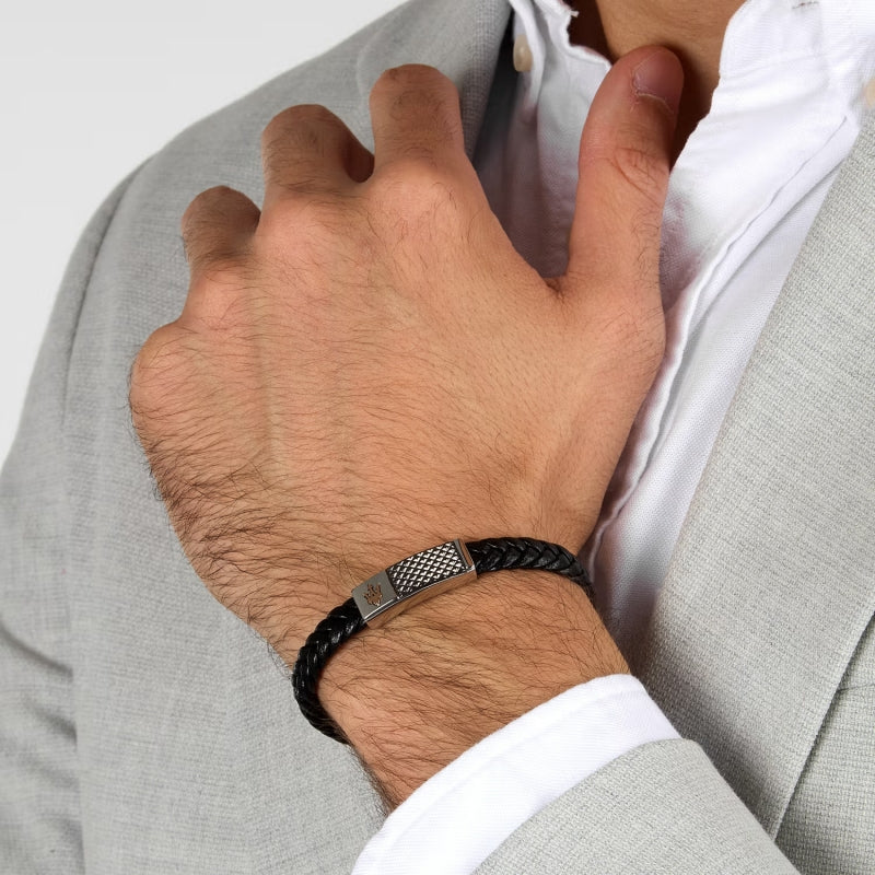 PULSEIRA MASERATI AÇO E PELE 'JM424AVE26'