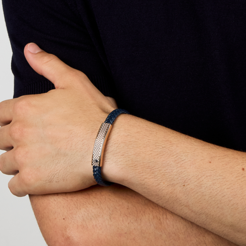 PULSEIRA MASERATI 'LEATHER' AÇO E PELE 'JM525AVE35'