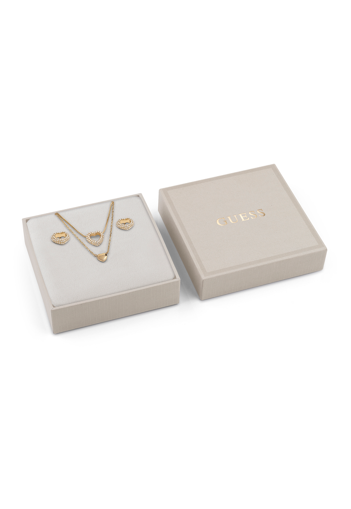 CONJUNTO GUESS (FIO+BRINCOS) 'BELOVED HEART' AÇO DOURADO 'JUBS05076JWYGT-U'