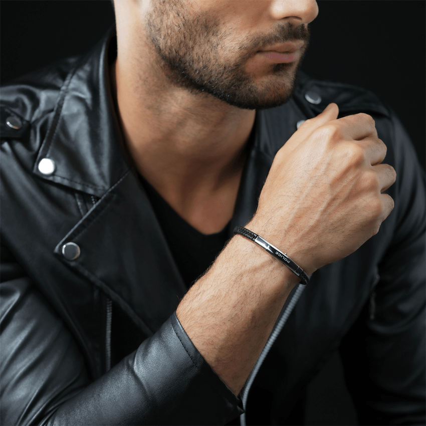 PULSEIRA POLICE INDI II AÇO E PELE 'PEAGB0009503'