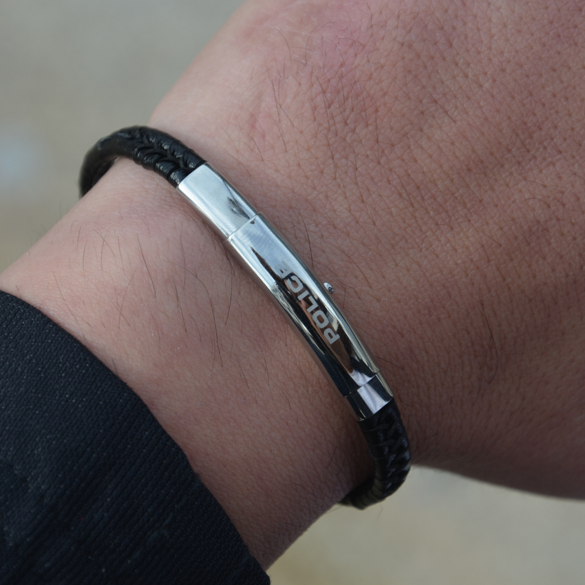 PULSEIRA POLICE INDI II AÇO E PELE 'PEAGB0009503'