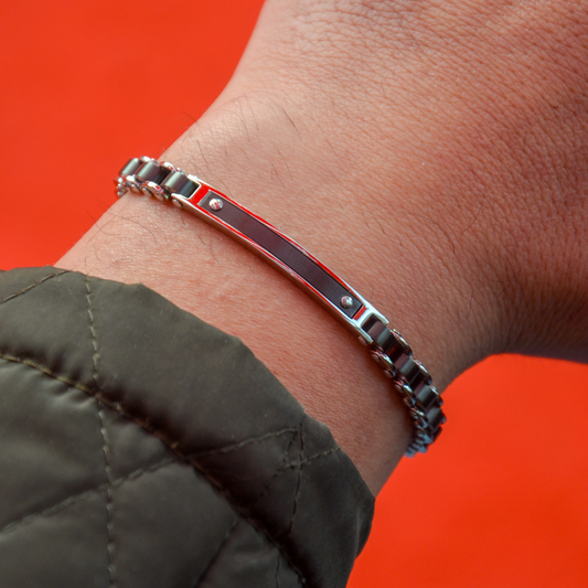 PULSEIRA 2JEWELS 'TYPE' AÇO PRATEADO E PRETO '232638'