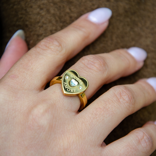 ANEL GUESS 'AMORE HEART' AÇO DOURADO T.12 'JUBR05059JWYG52'