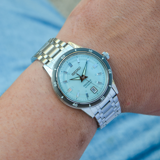 RELÓGIO SEIKO PRESAGE STYLE 60'S PRATEADO AUTOMÁTICO 'SRPL71J1'