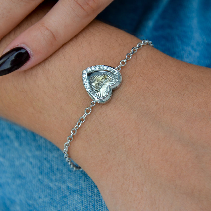 PULSEIRA GUESS 'MON AMOUR' AÇO PRATEADO 'JUBB04607JWRHS'