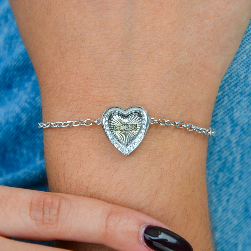 PULSEIRA GUESS 'MON AMOUR' AÇO PRATEADO 'JUBB04607JWRHS'