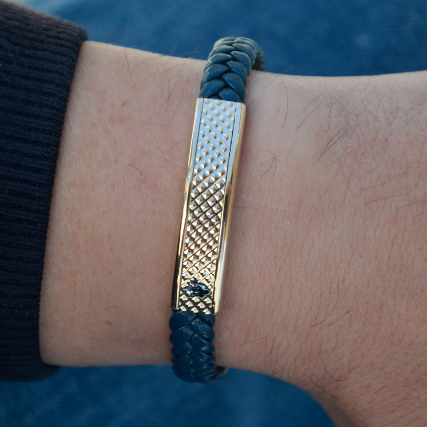 PULSEIRA MASERATI 'LEATHER' AÇO E PELE 'JM525AVE35'