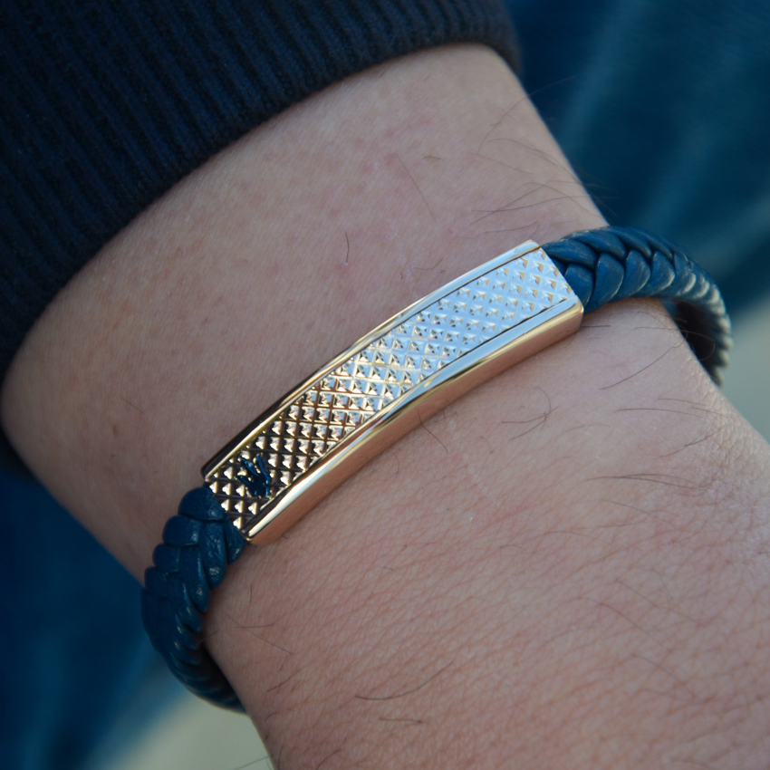 PULSEIRA MASERATI 'LEATHER' AÇO E PELE 'JM525AVE35'