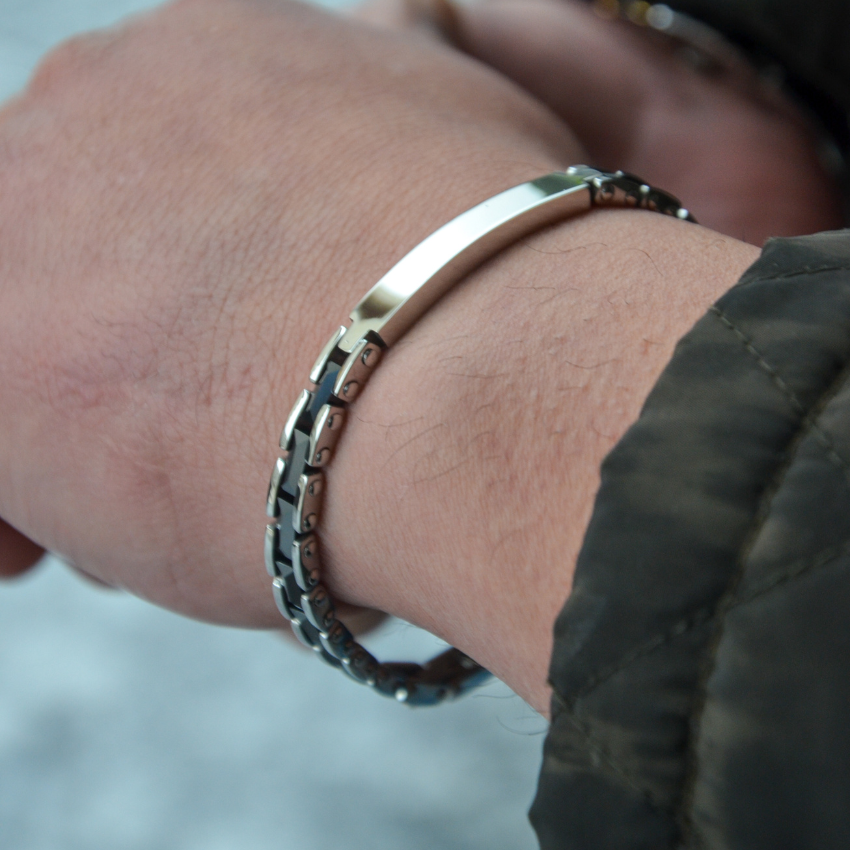 PULSEIRA 2JEWELS 'TYPE' AÇO PRATEADO E CERÂMICA '231309'