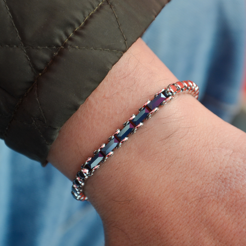 PULSEIRA 2JEWELS 'BLOCKCHAIN' AÇO PRATEADO E CERÂMICA '232596'