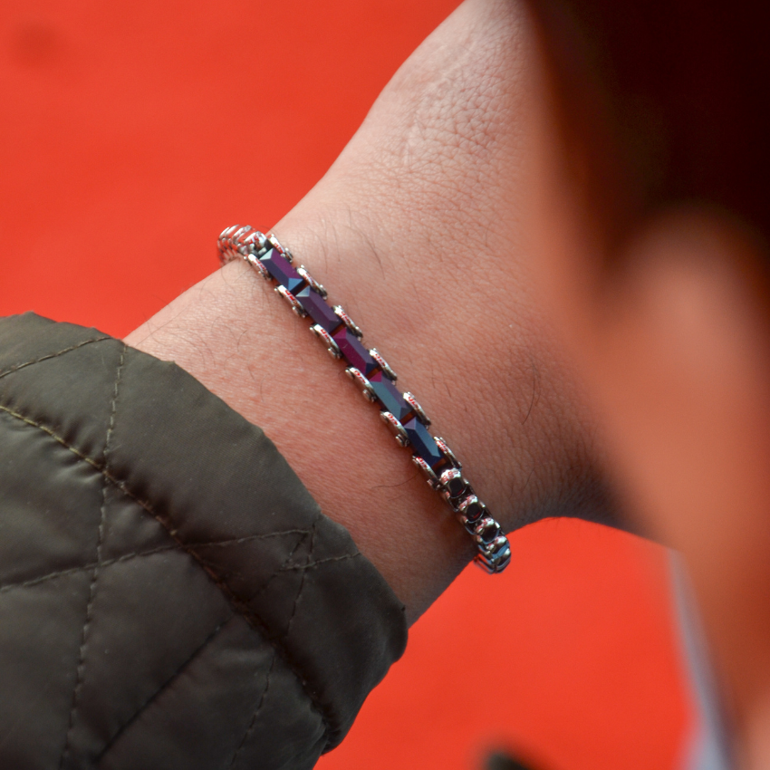 PULSEIRA 2JEWELS 'BLOCKCHAIN' AÇO PRATEADO E CERÂMICA '232596'