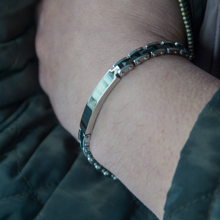 PULSEIRA 2JEWELS 'TYPE' AÇO PRATEADO E CERÂMICA '231309'