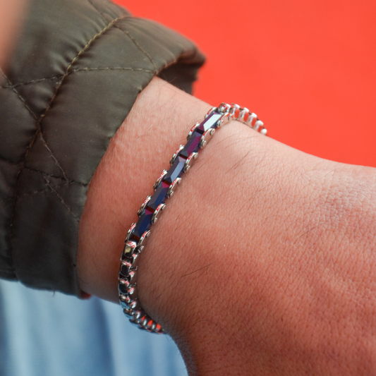 PULSEIRA 2JEWELS 'BLOCKCHAIN' AÇO PRATEADO E CERÂMICA '232596'