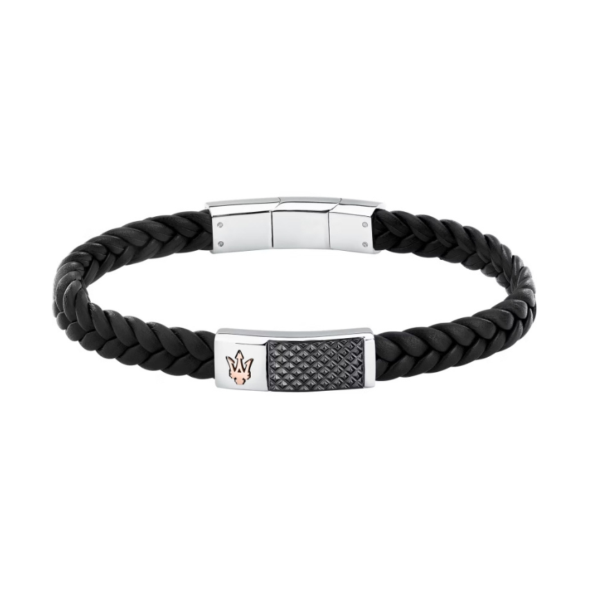 PULSEIRA MASERATI AÇO E PELE 'JM424AVE26'