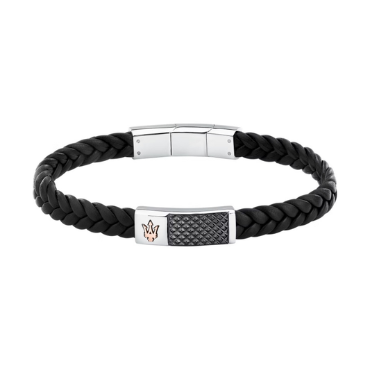 PULSEIRA MASERATI AÇO E PELE 'JM424AVE26'