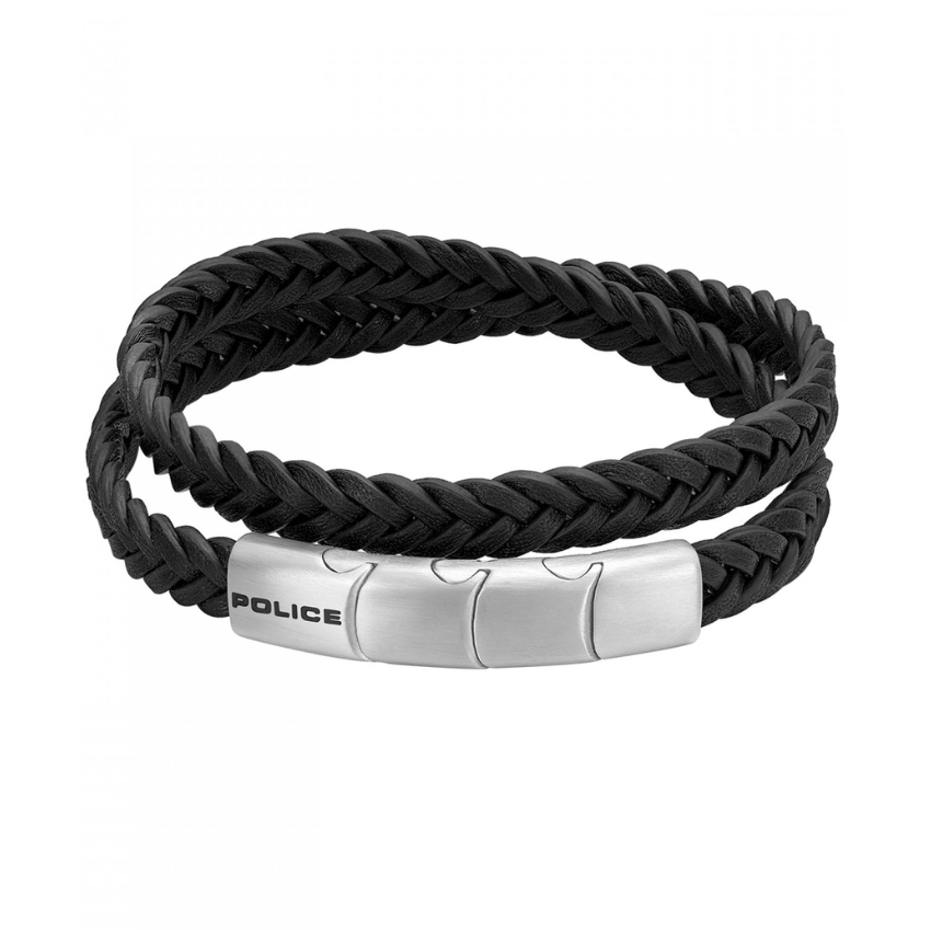 PULSEIRA POLICE 'BRAID' PELE E AÇO PRATEADO 'PEAGB0037404'