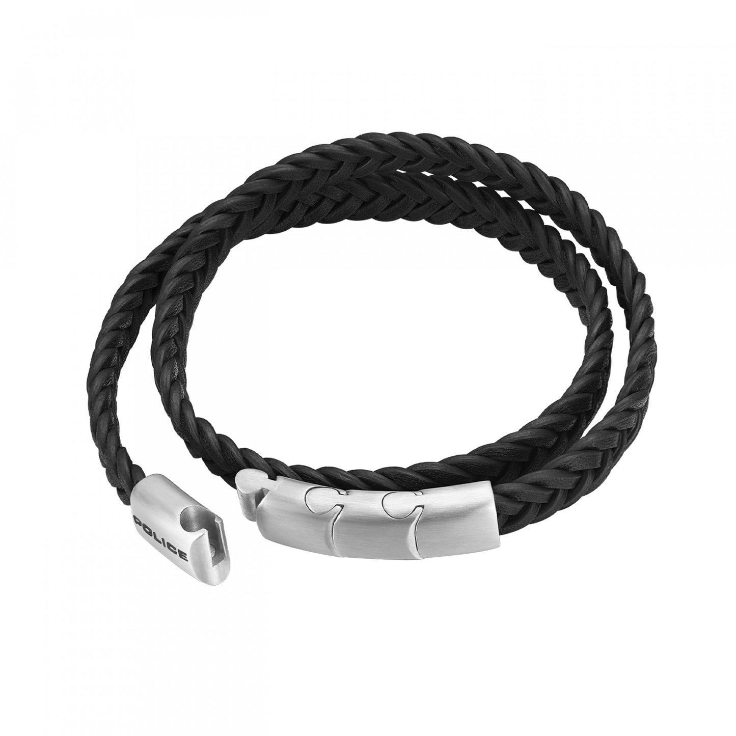 PULSEIRA POLICE 'BRAID' PELE E AÇO PRATEADO 'PEAGB0037404'