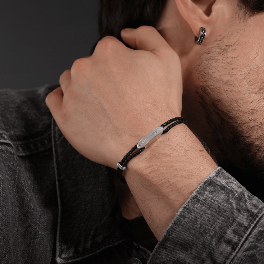 PULSEIRA POLICE 'TWINCORD' PRATEADO E PRETO 'PEAGB0040101'