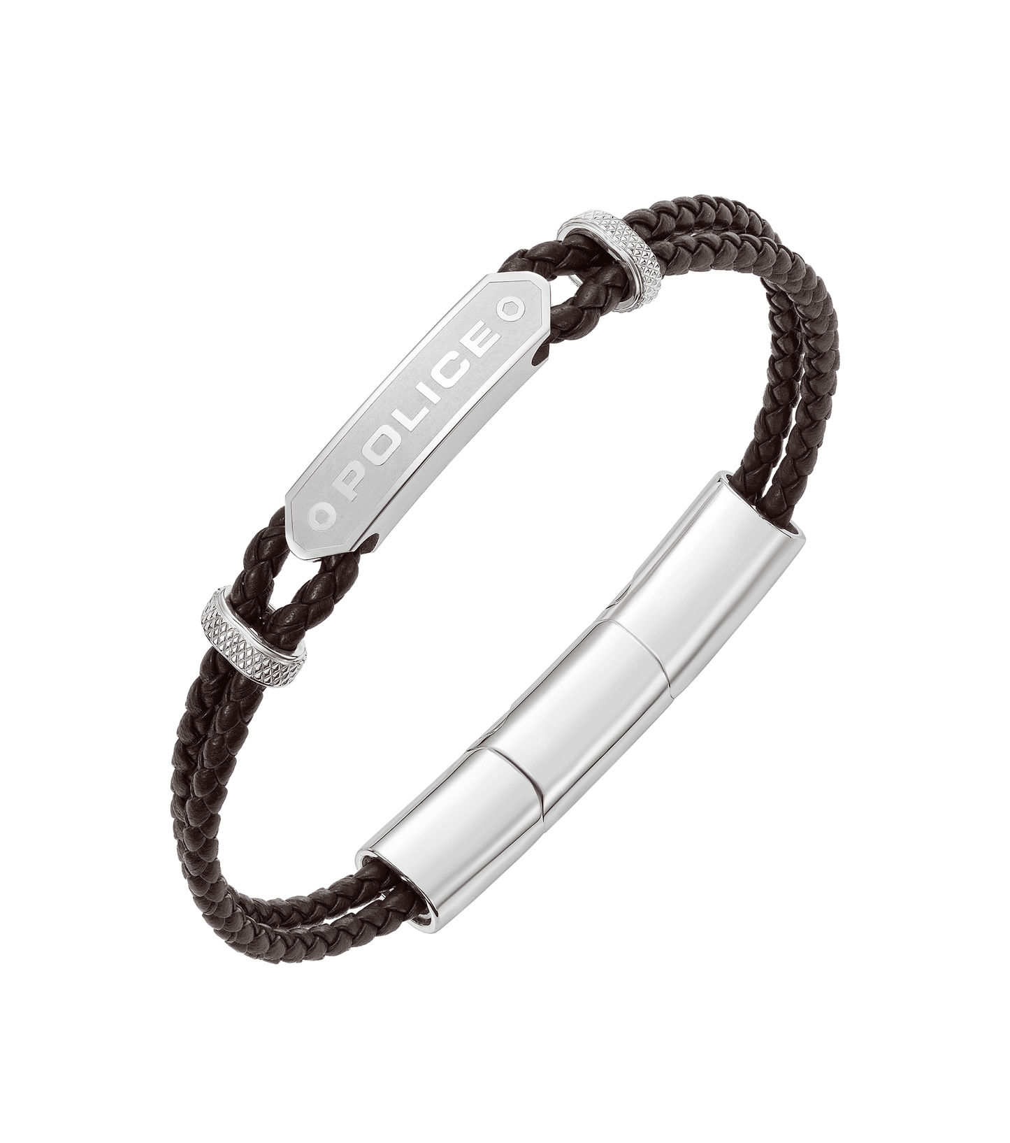 PULSEIRA POLICE 'TWINCORD' PRATEADO E CASTANHO 'PEAGB0040103'