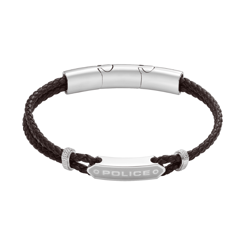 PULSEIRA POLICE 'TWINCORD' PRATEADO E CASTANHO 'PEAGB0040103'