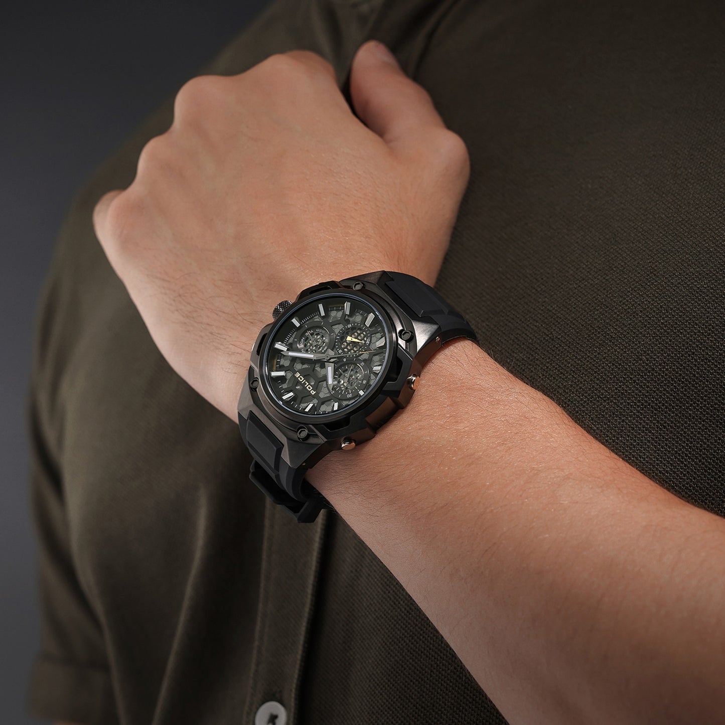 RELÓGIO POLICE 'CHALLENGER' PRETO 'PEWGQ0071901'